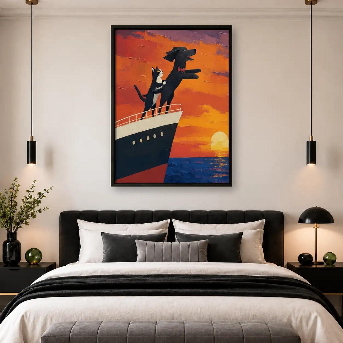 Cats on Ocean Liner Sunset Wall Art 4