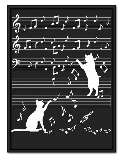 Cats Playing with Musical Notes Wall Art