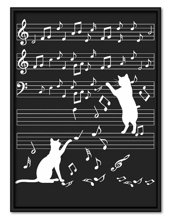 Cats Playing with Musical Notes Wall Art