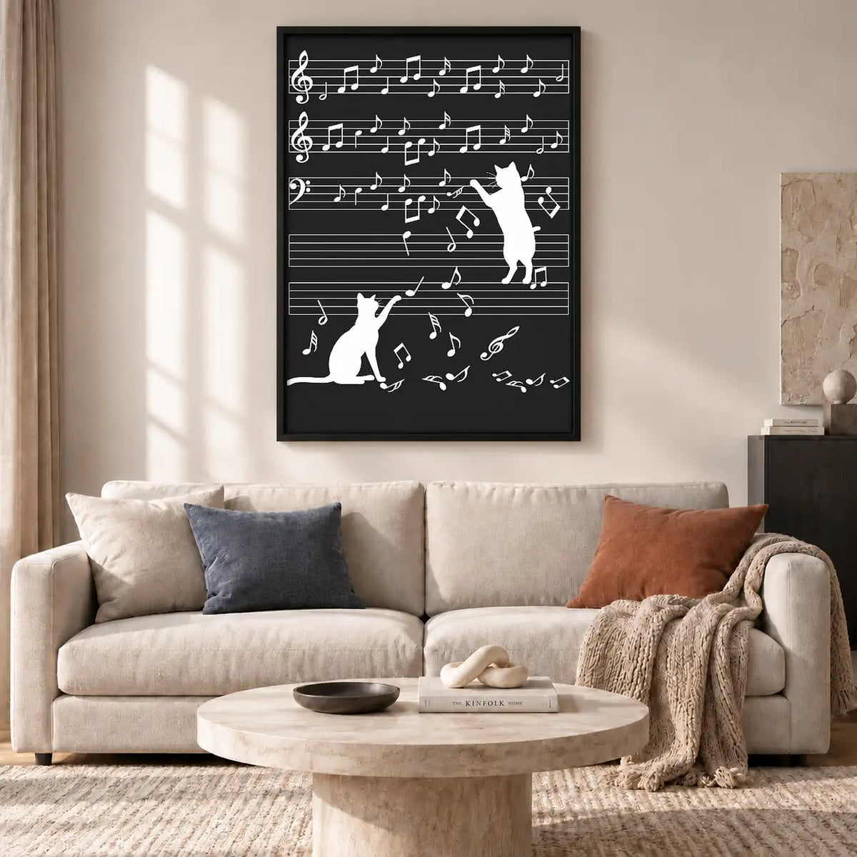 Cats Playing with Musical Notes Wall Art 2