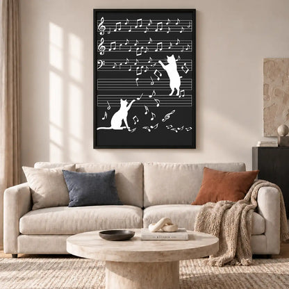 Cats Playing with Musical Notes Wall Art 2