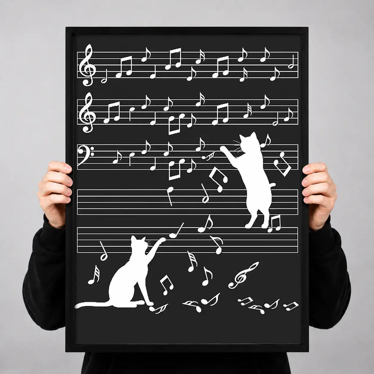 Cats Playing with Musical Notes Wall Art 3
