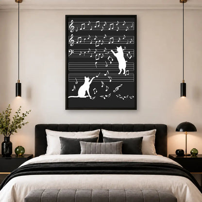 Cats Playing with Musical Notes Wall Art 4