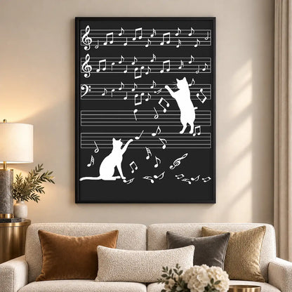 Cats Playing with Musical Notes Wall Art 5