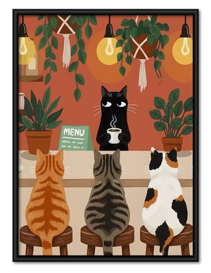 Cats Waiting at Cafe Counter Wall Art