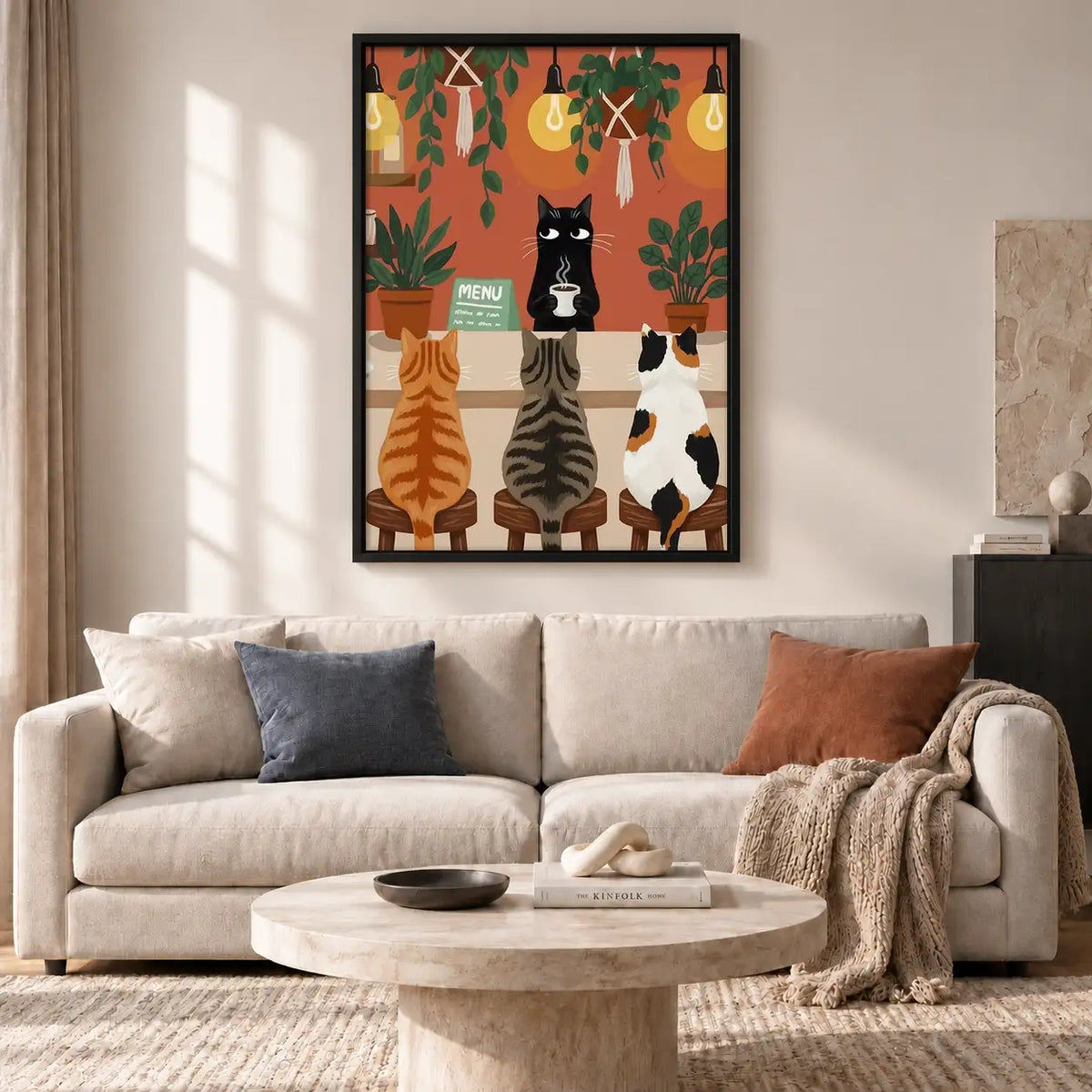 Cats Waiting at Cafe Counter Wall Art 2