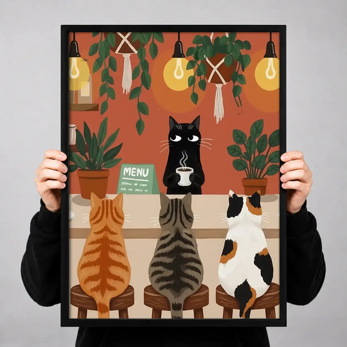 Cats Waiting at Cafe Counter Wall Art 3