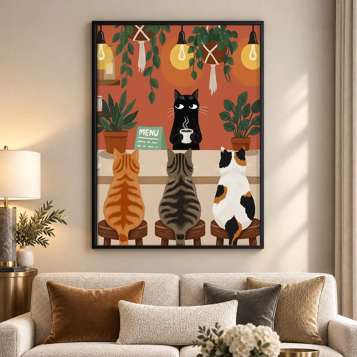Cats Waiting at Cafe Counter Wall Art 5