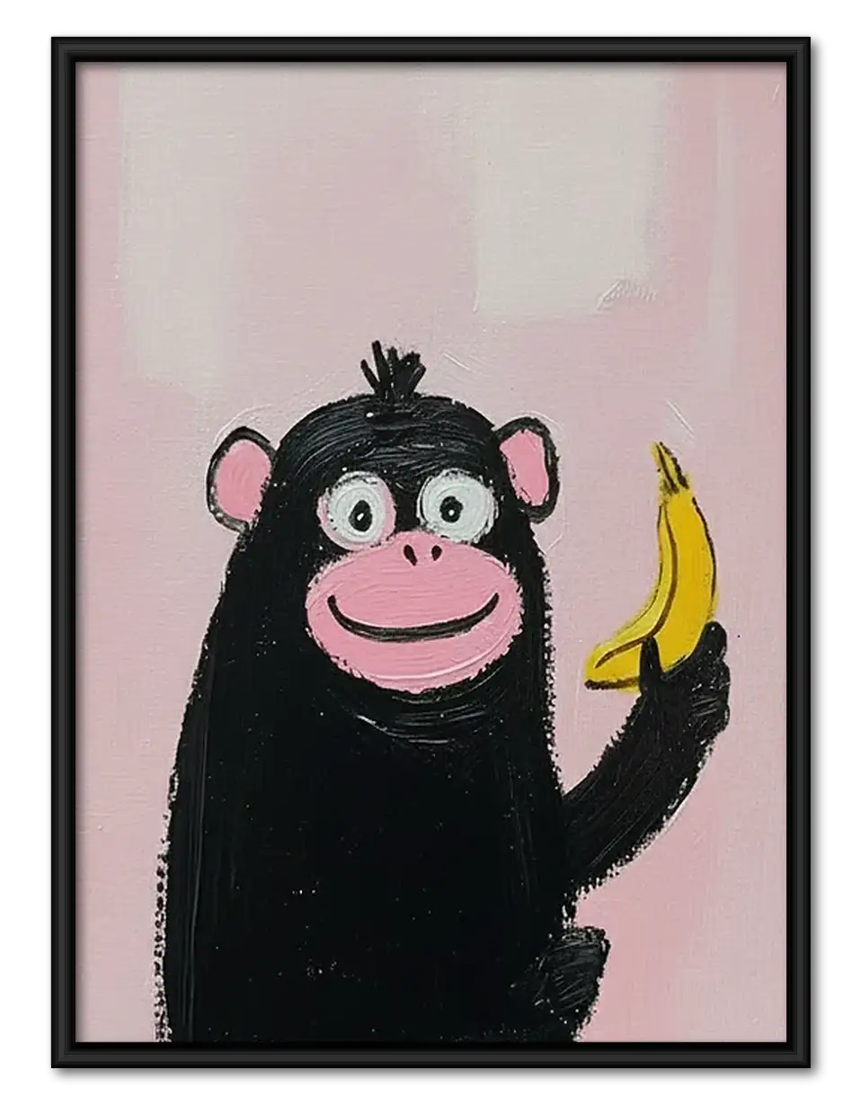 Cheerful Chimpanzee with Banana Wall Art 1