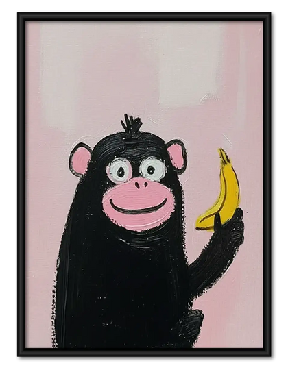 Cheerful Chimpanzee with Banana Wall Art