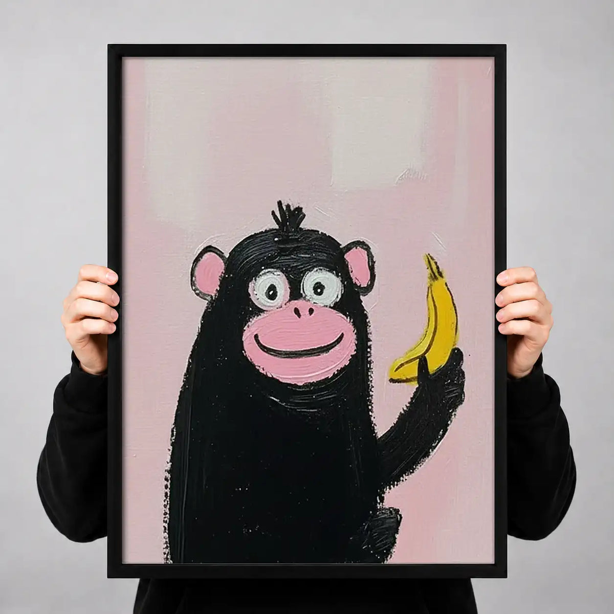 Cheerful Chimpanzee with Banana Wall Art 3