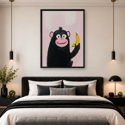 Cheerful Chimpanzee with Banana Wall Art 4