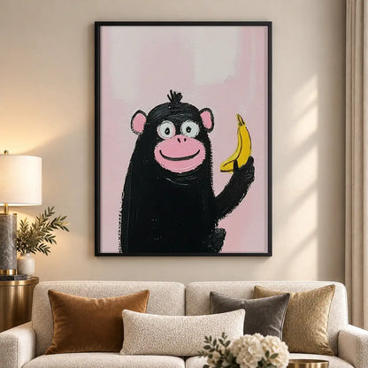 Cheerful Chimpanzee with Banana Wall Art 5