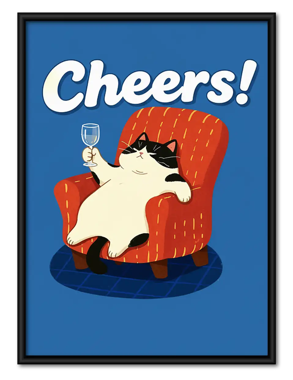 Cheers Cat in Red Chair Wall Art 1