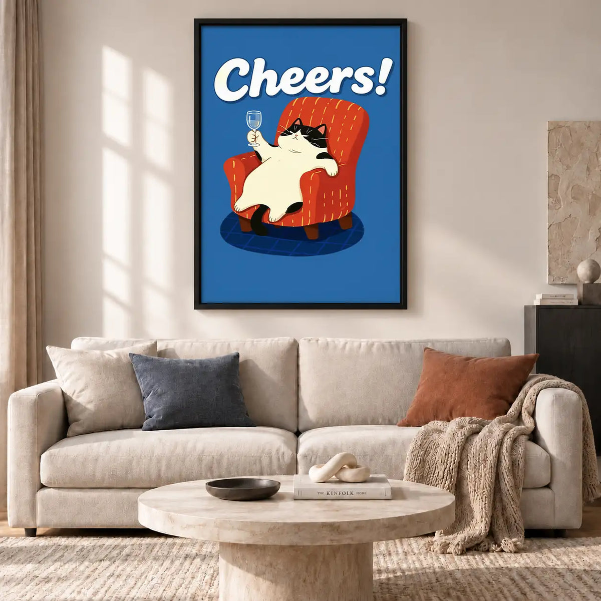 Cheers Cat in Red Chair Wall Art 2