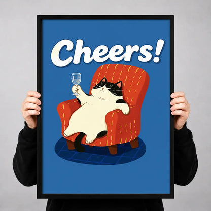 Cheers Cat in Red Chair Wall Art 3