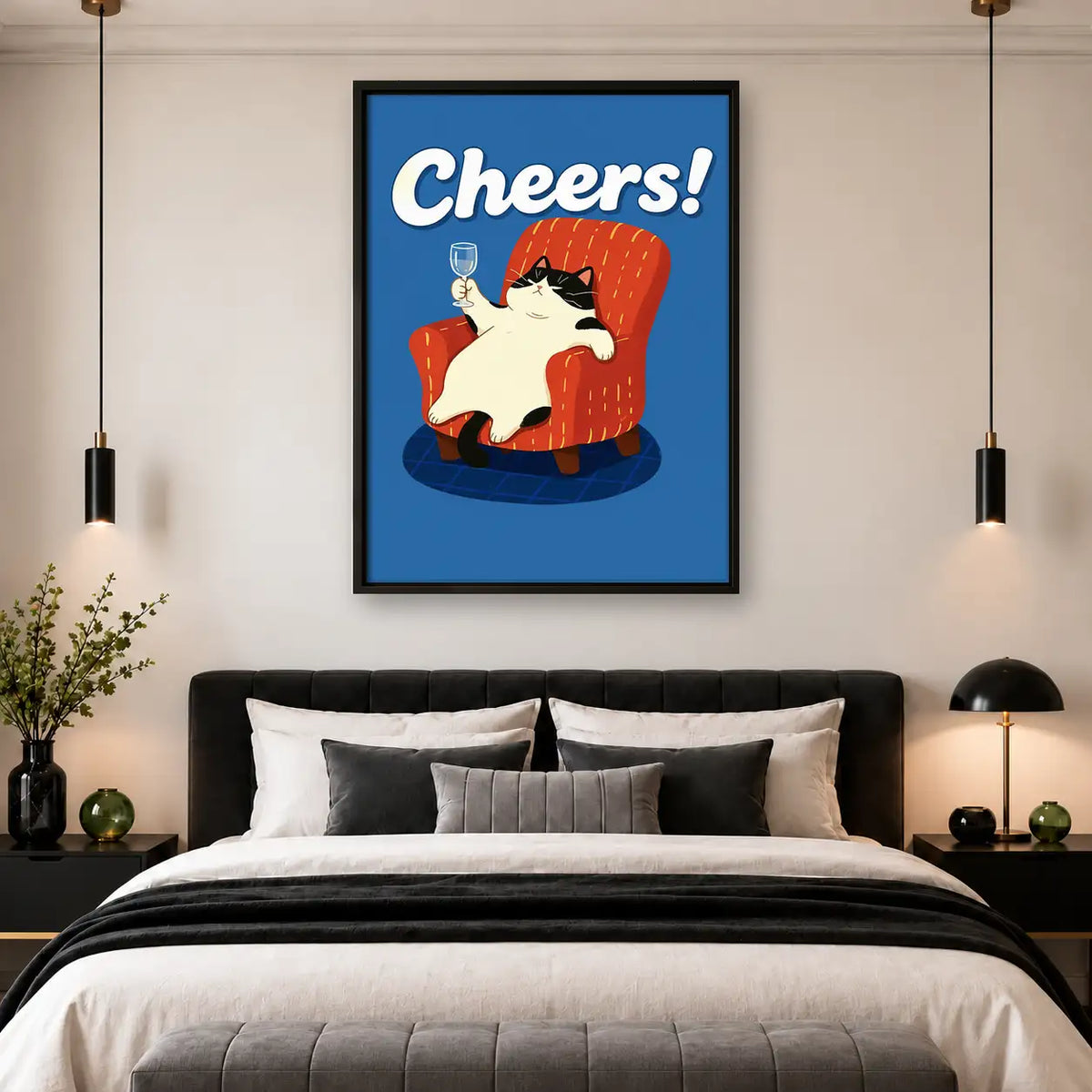 Cheers Cat in Red Chair Wall Art 4