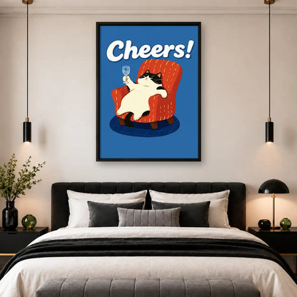 Cheers Cat in Red Chair Wall Art 4