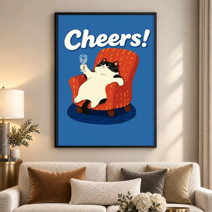 Cheers Cat in Red Chair Wall Art 5