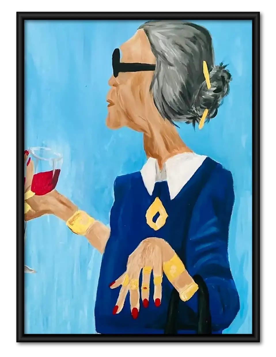 Chic Woman with Wine Glass Wall Art 1