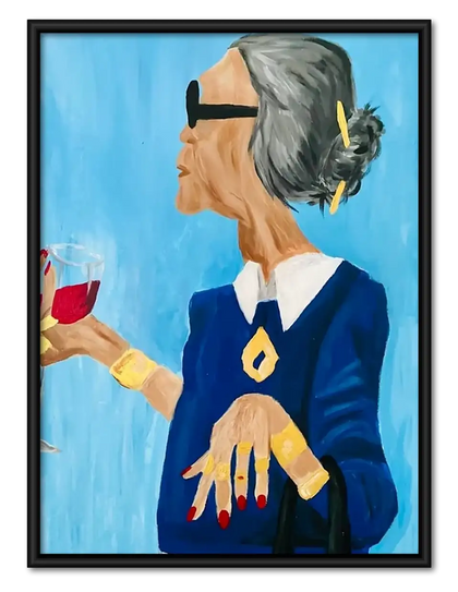 Chic Woman with Wine Glass Wall Art