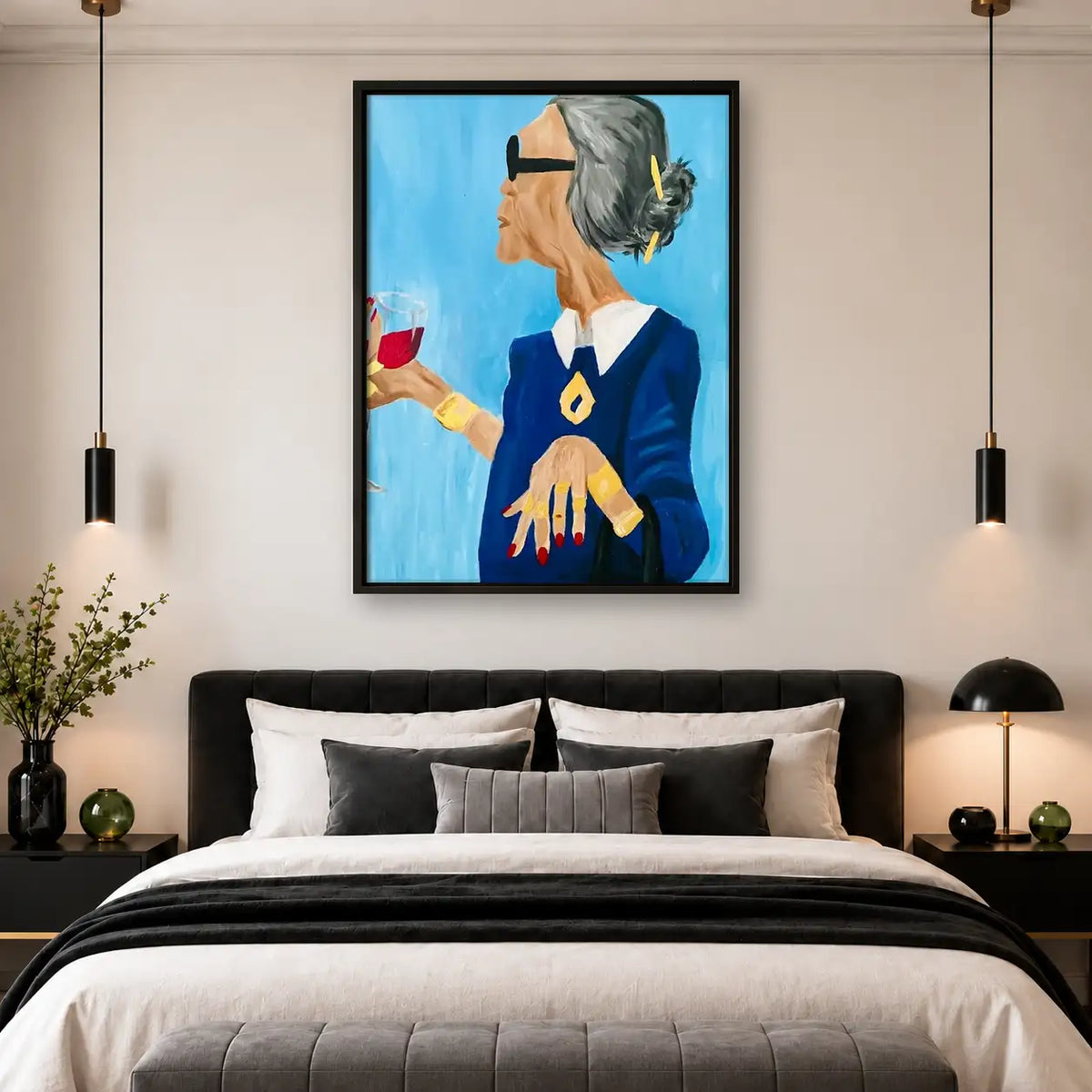 Chic Woman with Wine Glass Wall Art 4