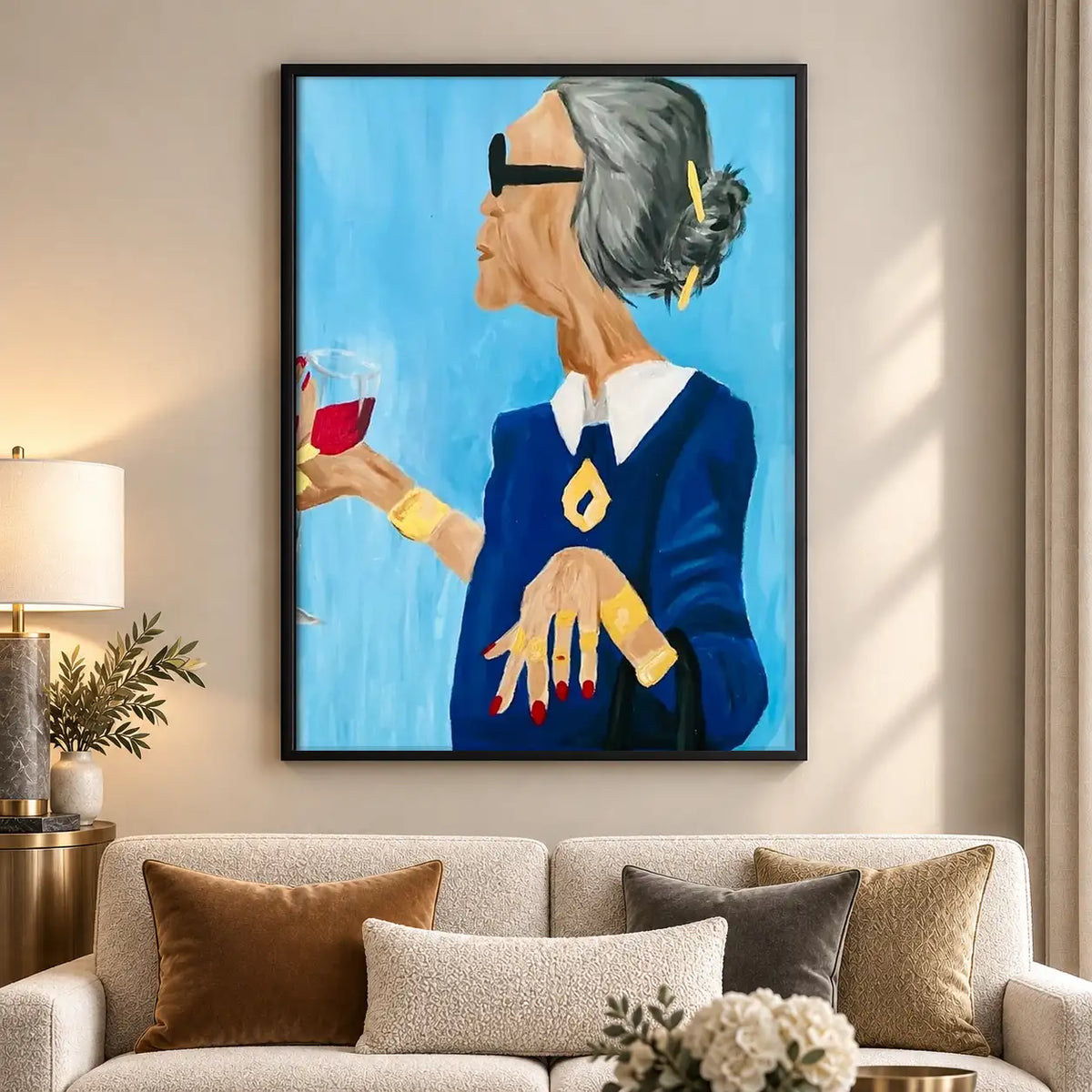 Chic Woman with Wine Glass Wall Art 5