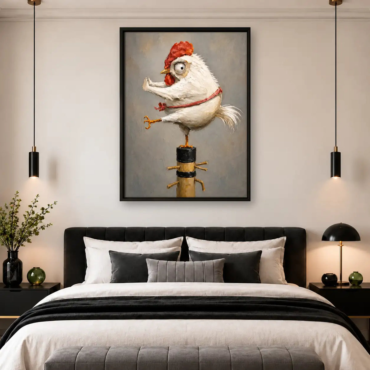 Chicken Balancing on Wooden Post Wall Art 4