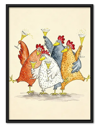 Chicken Martini Party Wall Art 1