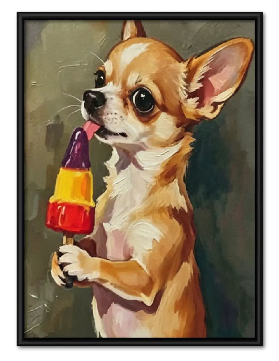 Chihuahua Holding Red Ice Pop Wall Art 1