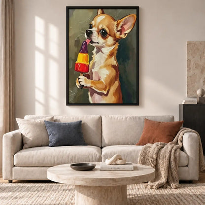 Chihuahua Holding Red Ice Pop Wall Art 2