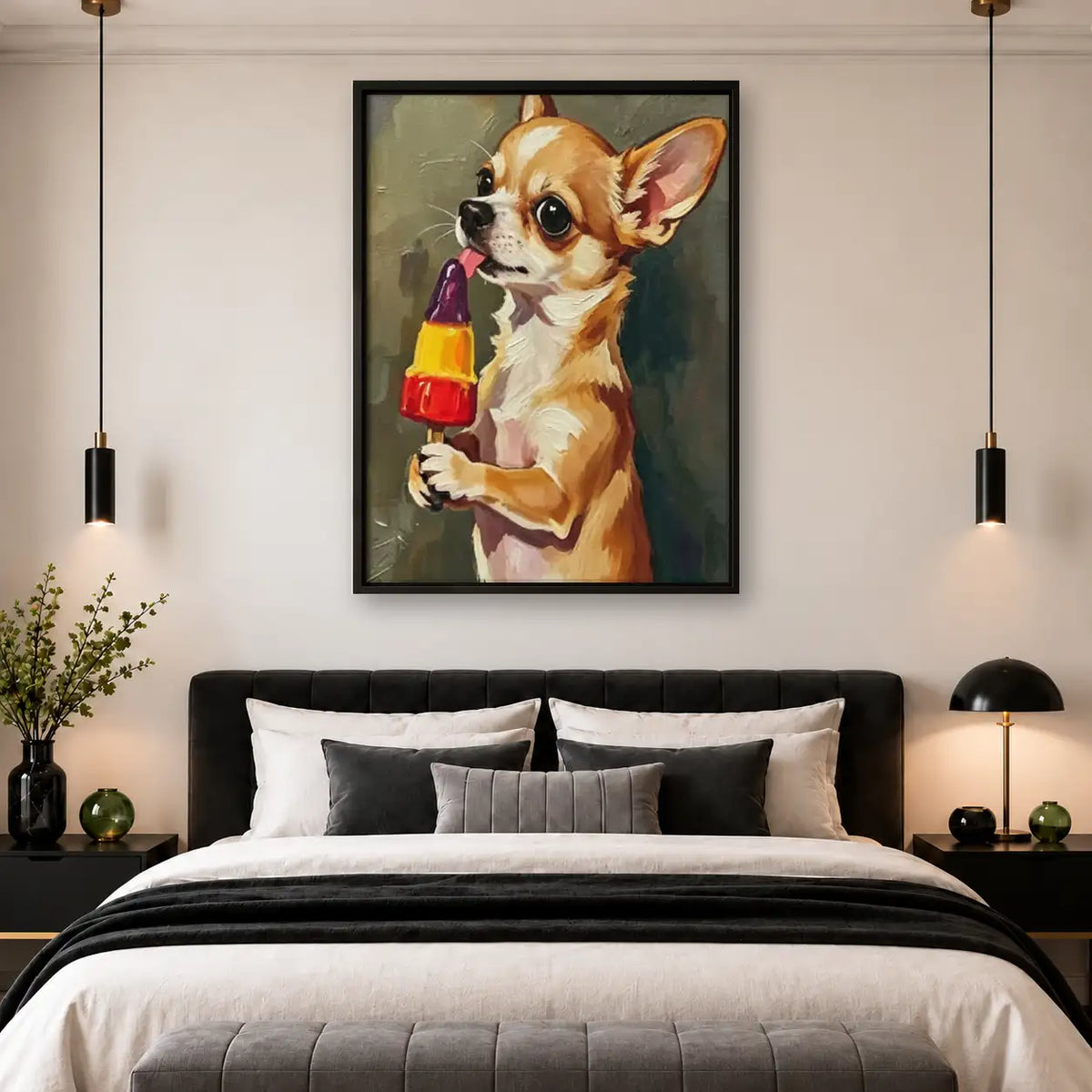 Chihuahua Holding Red Ice Pop Wall Art 4