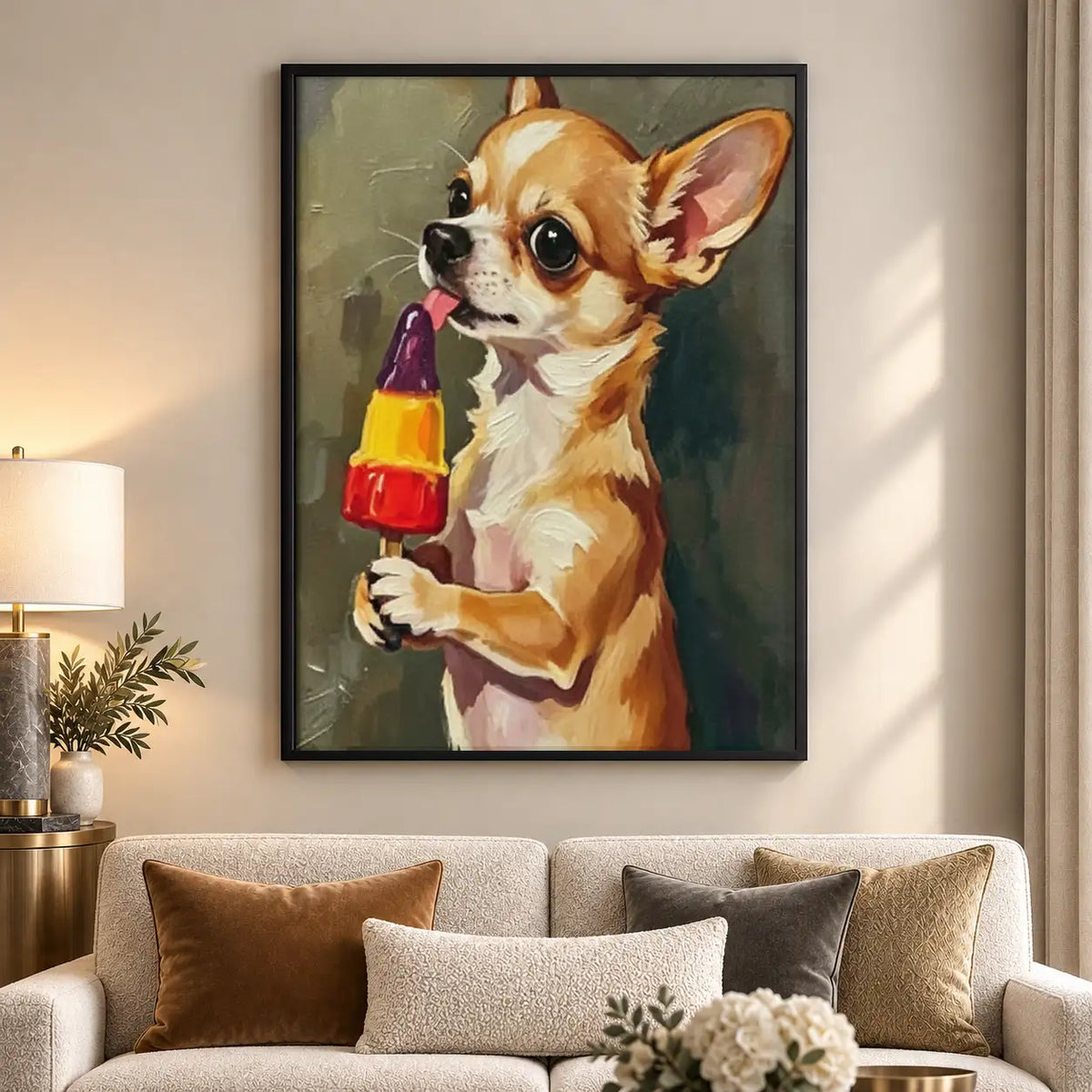 Chihuahua Holding Red Ice Pop Wall Art 5