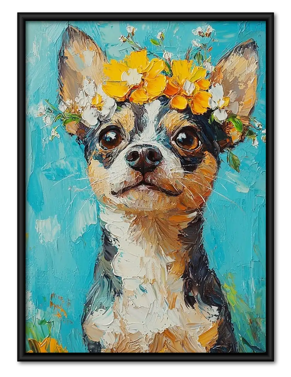 Chihuahua with Yellow Flowers Wall Art 1