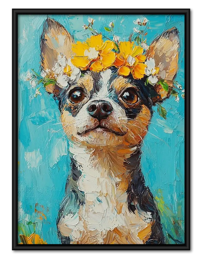Chihuahua with Yellow Flowers Wall Art 1