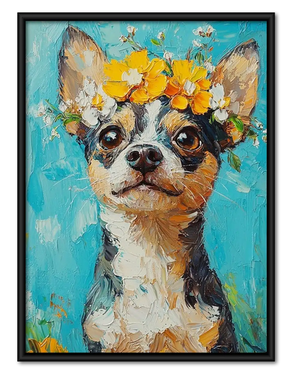 Chihuahua with Yellow Flowers Wall Art