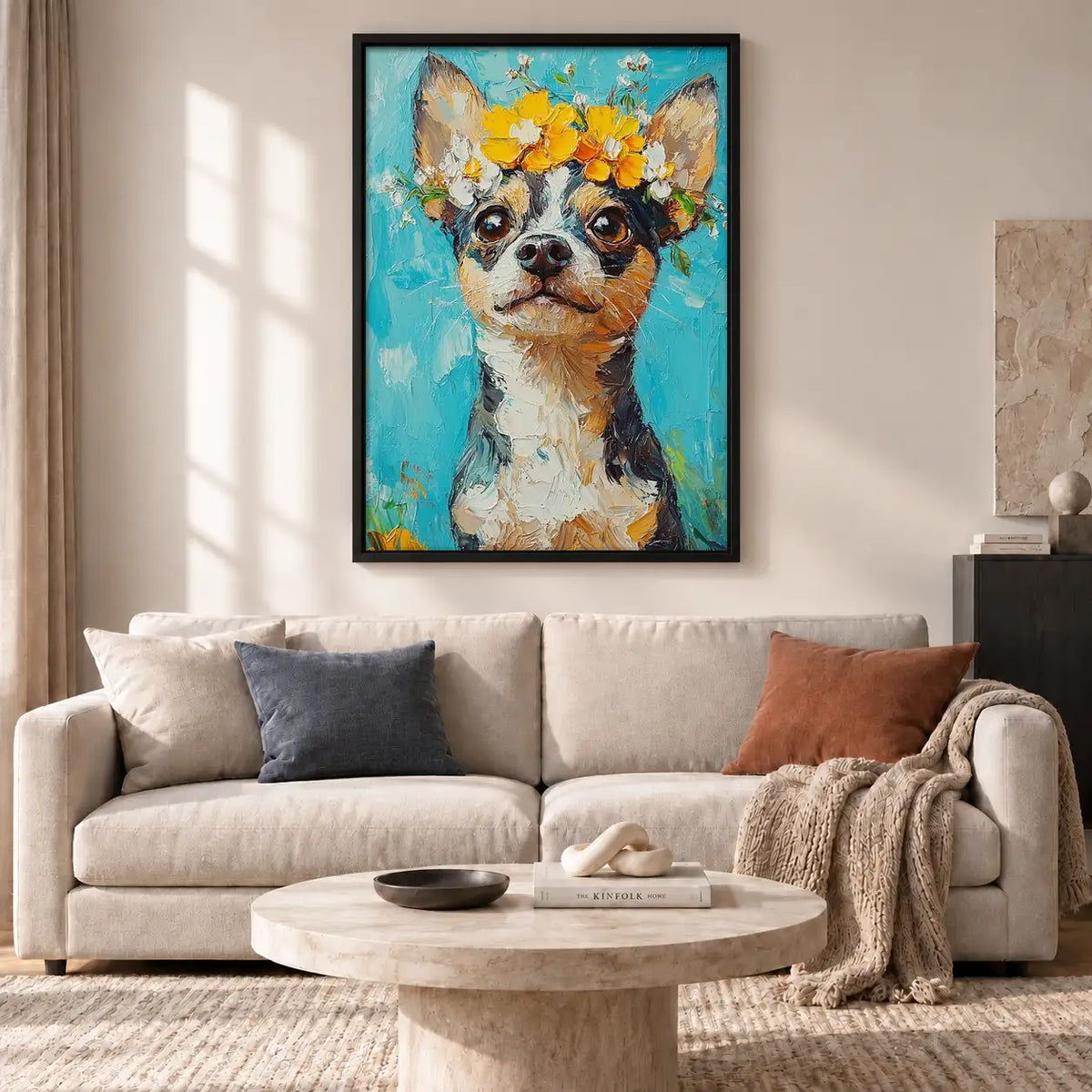 Chihuahua with Yellow Flowers Wall Art 2
