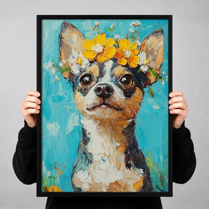 Chihuahua with Yellow Flowers Wall Art 3