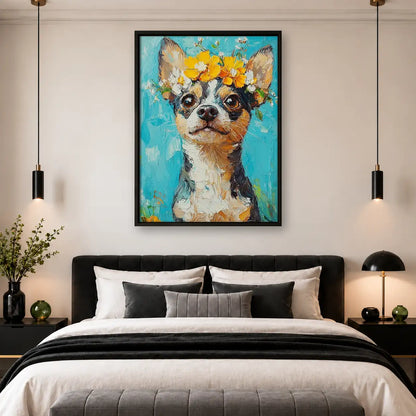 Chihuahua with Yellow Flowers Wall Art 4