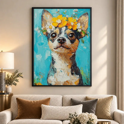 Chihuahua with Yellow Flowers Wall Art 5
