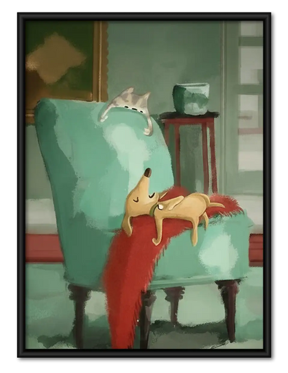 Child Bathing Playful Dog Wall Art