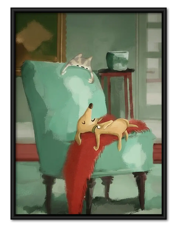 Child Bathing Playful Dog Wall Art