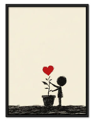 Child Offering Red Flower Wall Art