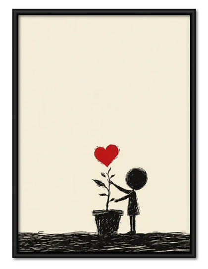 Child Offering Red Flower Wall Art