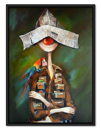 Child Reading Beneath Paper Boat Hat Wall Art