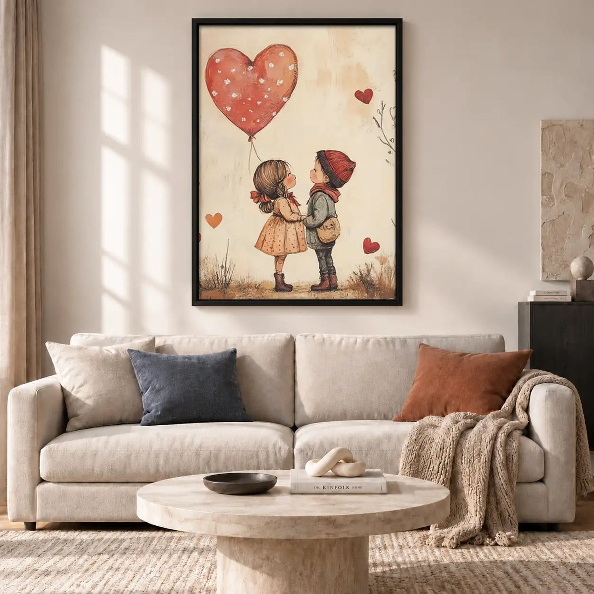 Children Sharing Red Heart Balloon Wall Art 2