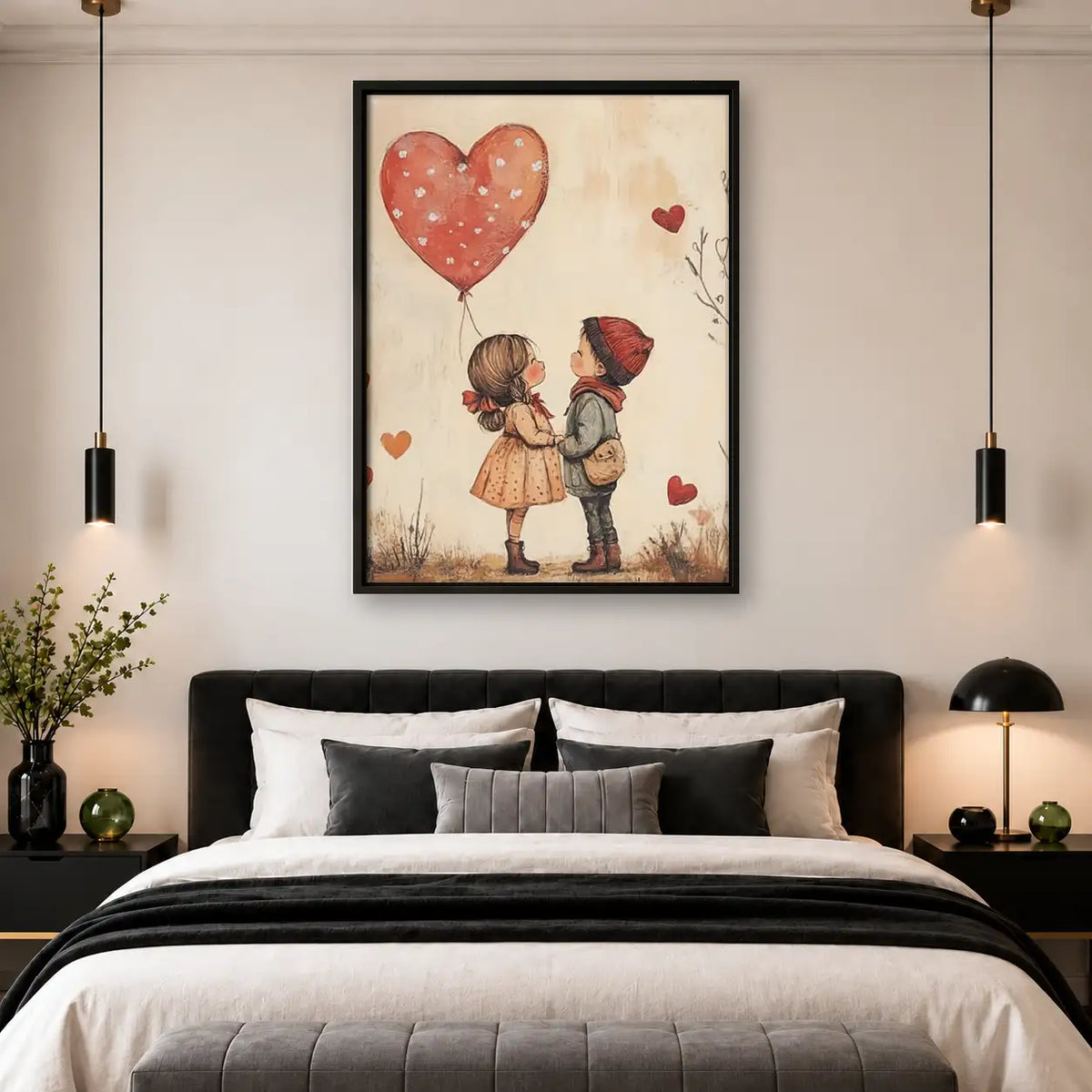 Children Sharing Red Heart Balloon Wall Art 4