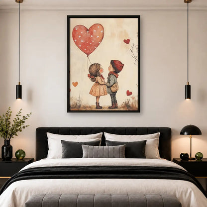 Children Sharing Red Heart Balloon Wall Art 4