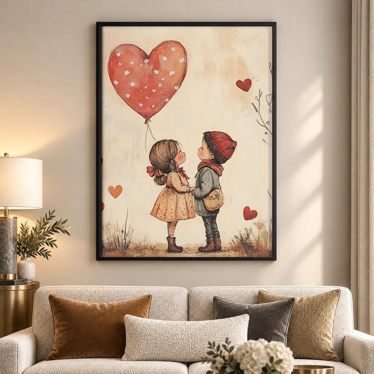 Children Sharing Red Heart Balloon Wall Art 5