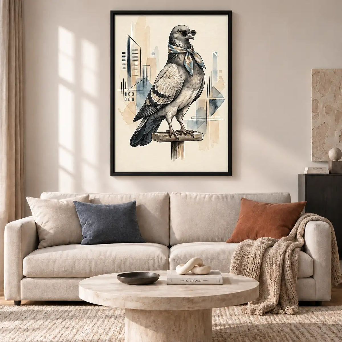 City Pigeon Architectural Sketch Wall Art 2